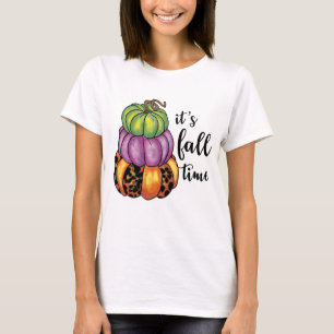 Fall Time Quote Colourful Pumpkins Crafty T-Shirt