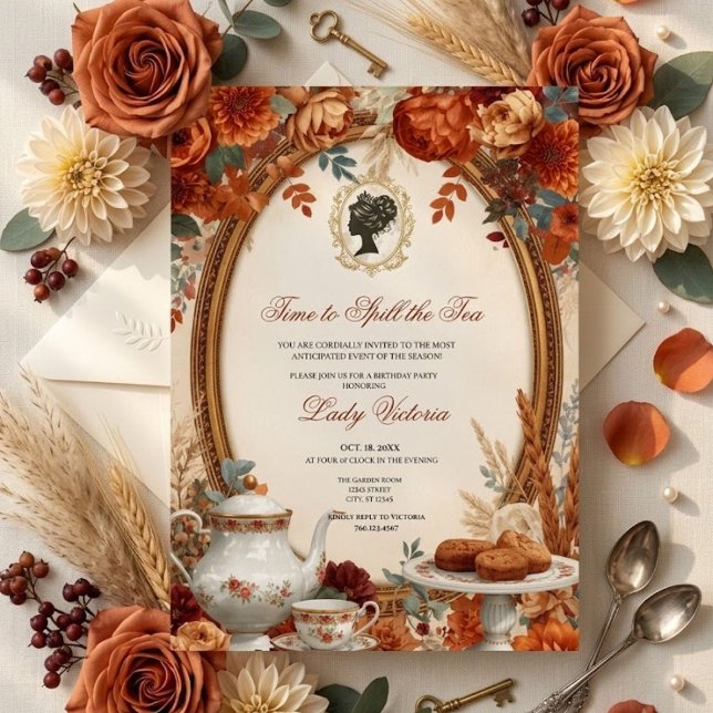 Fall Time to Spill the Tea Bridal Shower Invitation (Creator Uploaded)