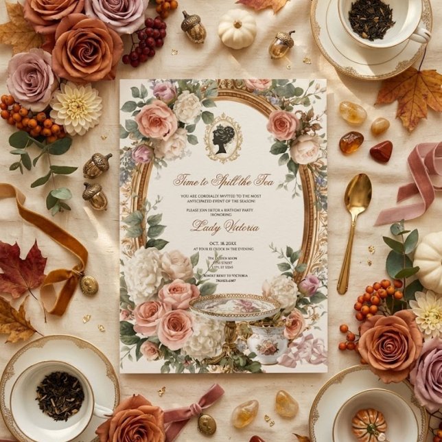 Fall Time to Spill the Tea Bridal Shower Invitation (Creator Uploaded)