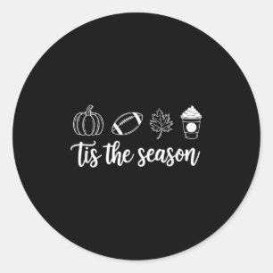 Fall Tis The Season Leaf Football Autumn Pumpkin S Classic Round Sticker
