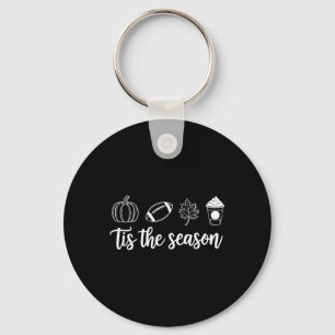Fall Tis The Season Leaf Football Autumn Pumpkin S Key Ring