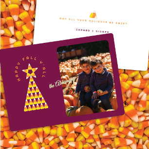 Fall to Christmas Photo Card – Candy Corn Tree