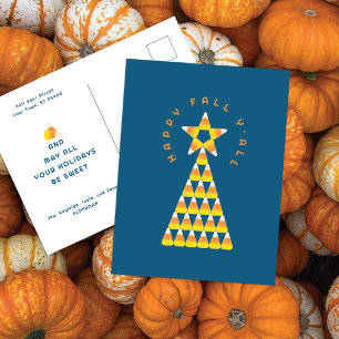Fall to Christmas Postcard Teal – Candy Corn Tree