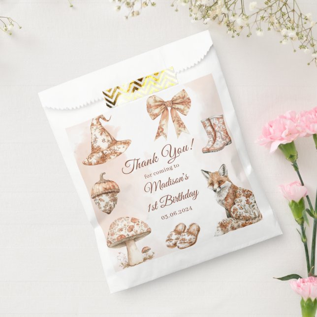 Fall Toile De Jouy Woodland Theme Birthday Party Favour Bags (Sealed)