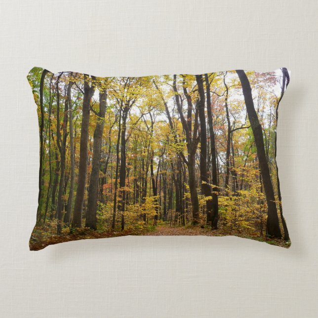 Fall Trail and Golden Leaves at Laurel Hill Park Decorative Cushion (Front)