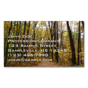 Fall Trail and Golden Leaves at Laurel Hill Park Magnetic Business Card