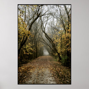 Fall Trail Leads Into the Fog Poster