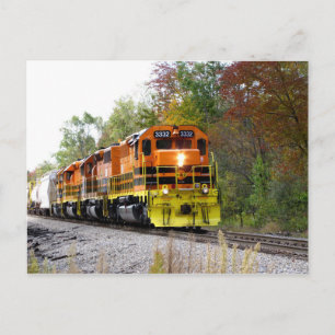 Fall Train in Colour Postcard