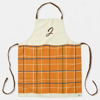 Fall Treat Plaid Orange Chocolate Cream Blue Green Apron