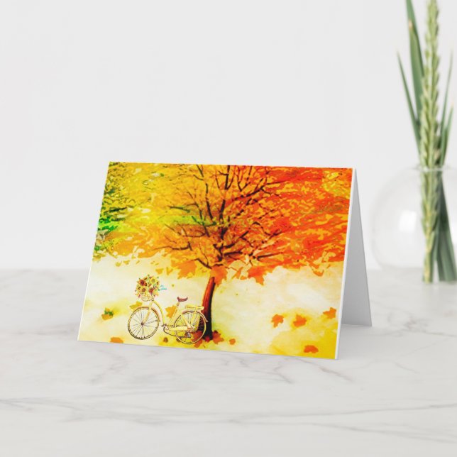Fall tree and bike card (Front)