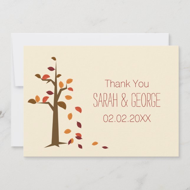 fall tree, autumn wedding Thank You cards (Front)