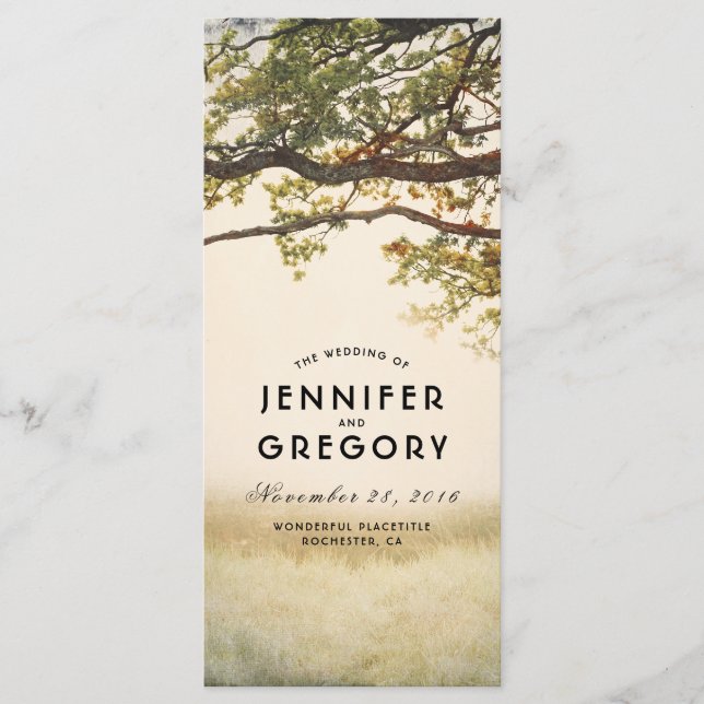 Fall Tree Branches Rustic Wedding Programs Programme (Front)