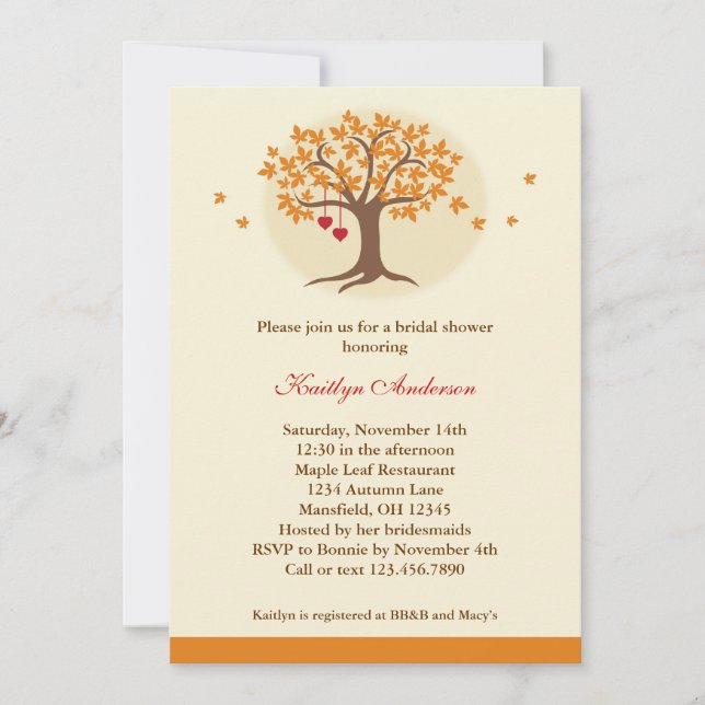 Fall Tree Bridal Shower Invitation (Front)