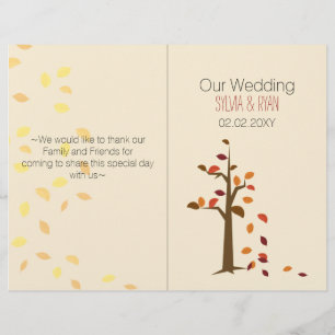 Fall tree, fall  bi fold Wedding program
