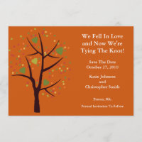 Fall Tree Fell in Love Save The Date Announcement