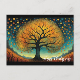 Fall Tree Holiday Autumn Thanksgiving Postcard