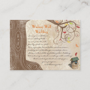 Fall Tree Initials Yellow Orange Wishing Well Enclosure Card
