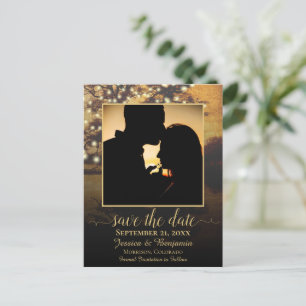 Fall Tree & Lights w/Photo Wedding Save the Date Announcement Postcard