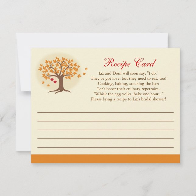 Fall Tree Recipe Card Invitation (Front)