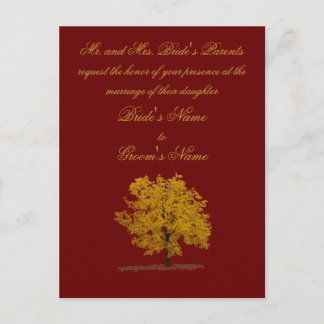 Fall tree Wedding Invitation postcard. Postcard