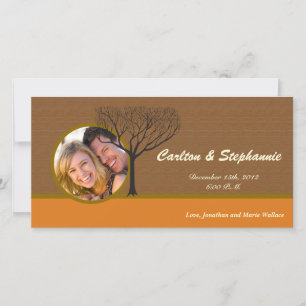 Fall Tree Wedding Photo Announcement