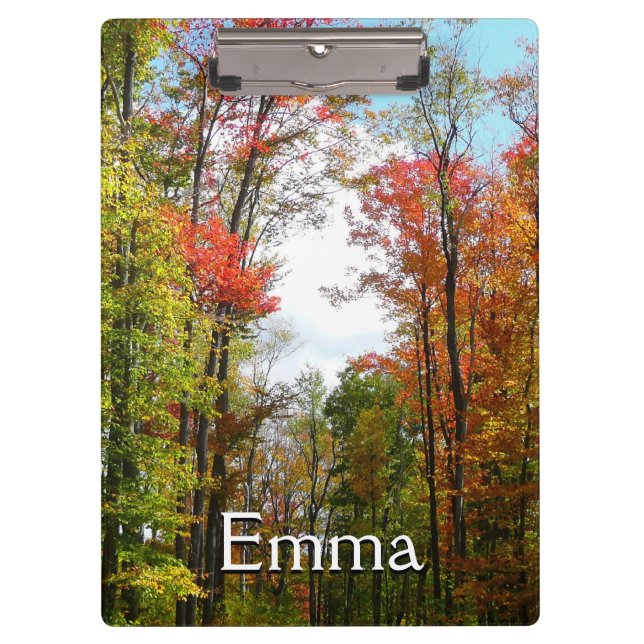Fall Trees and Blue Sky Autumn Nature Photography Clipboard (Front)