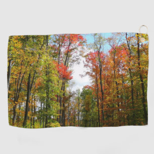 Fall Trees and Blue Sky Autumn Nature Photography Golf Towel