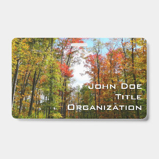 Fall Trees and Blue Sky Autumn Nature Photography ID Badge