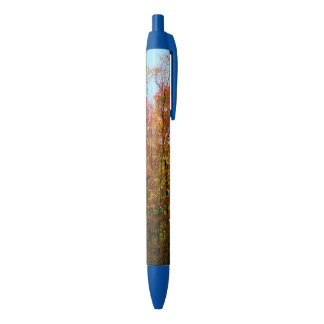 Fall Trees and Blue Sky Autumn Nature Photography Ink Pen