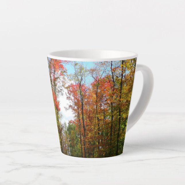 Fall Trees and Blue Sky Autumn Nature Photography Latte Mug (Right Angle)