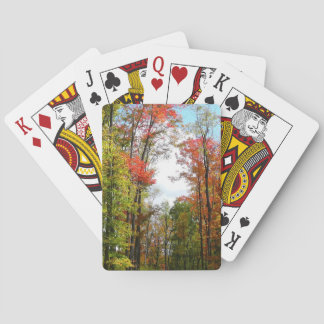 Fall Trees and Blue Sky Autumn Nature Photography Playing Cards
