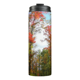 Fall Trees and Blue Sky Autumn Nature Photography Thermal Tumbler