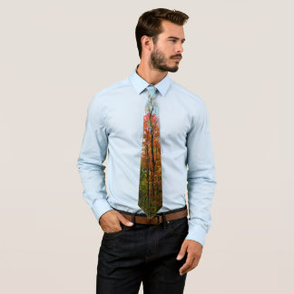 Fall Trees and Blue Sky Autumn Nature Photography Tie