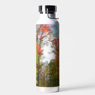 Fall Trees and Blue Sky Autumn Nature Photography Water Bottle