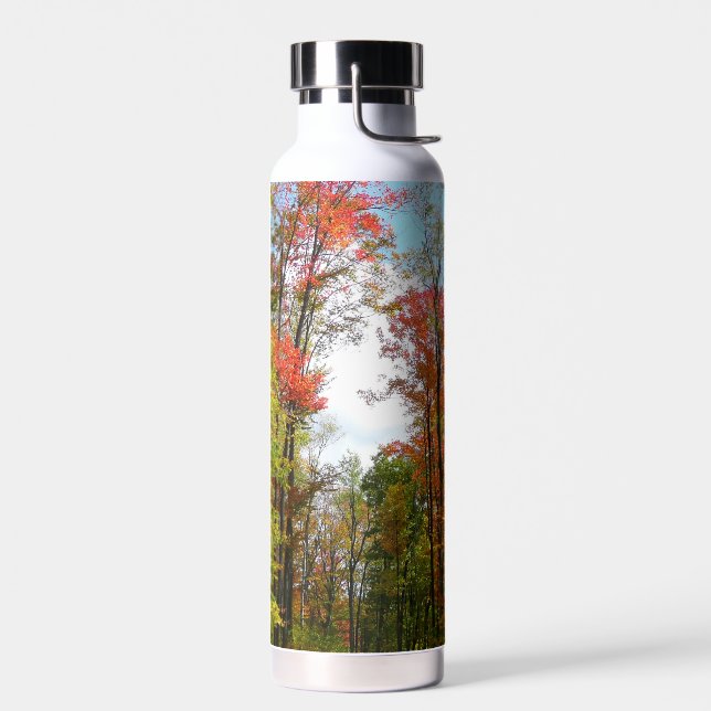 Fall Trees and Blue Sky Autumn Nature Photography Water Bottle (Left)