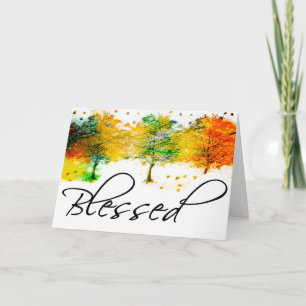 Fall trees blessed card