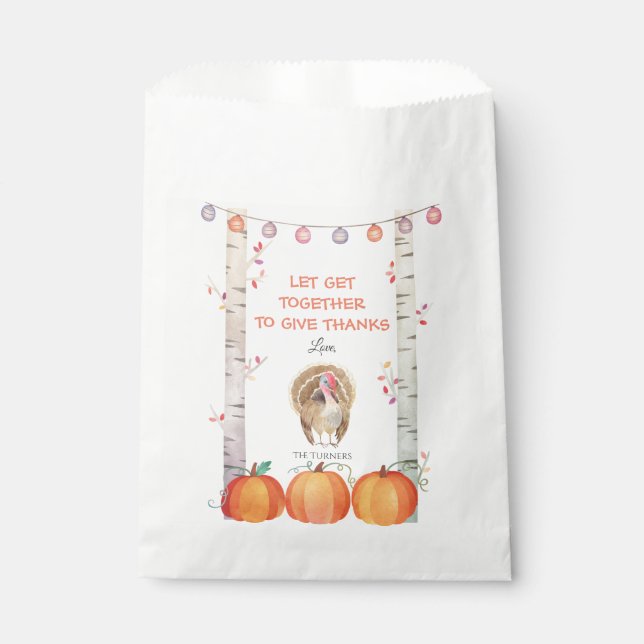 Fall Trees Pumpkins Turkey Thanksgiving Party Favour Bags (Front)