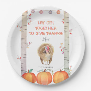 Fall Trees Pumpkins Turkey Thanksgiving Party Paper Plate