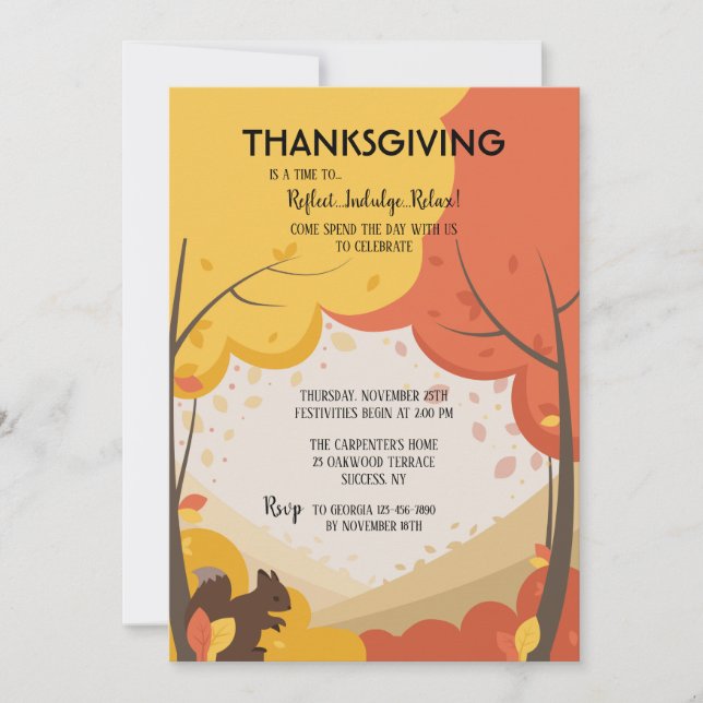 Fall Trees Thanksgiving Invitation (Front)