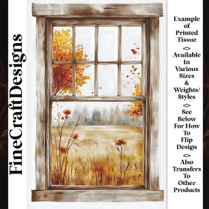 Fall Trees & Wildflowers Thru Window AN3 Decoupage Tissue Paper