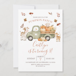 Fall Truck Pumpkin Patch Birthday Party Invitation