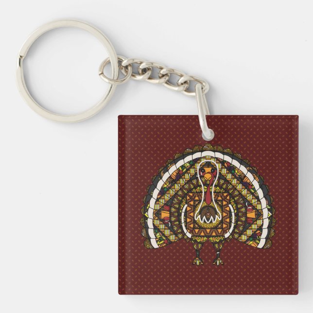 Fall Turkey Acrylic Keychain (Front)