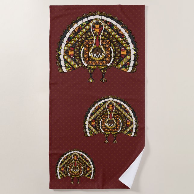 Fall Turkey Beach Towel (Front)