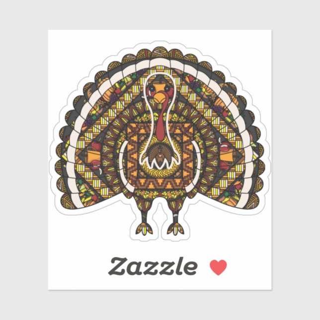 Fall Turkey Contour Sticker (Sheet)