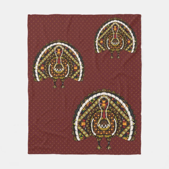 Fall Turkey Fleece Blanket (Front)