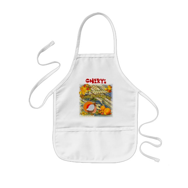 Fall Turkey ~ Kids Thanksgiving Apron (Front)
