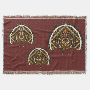 Fall Turkey Throw Blanket