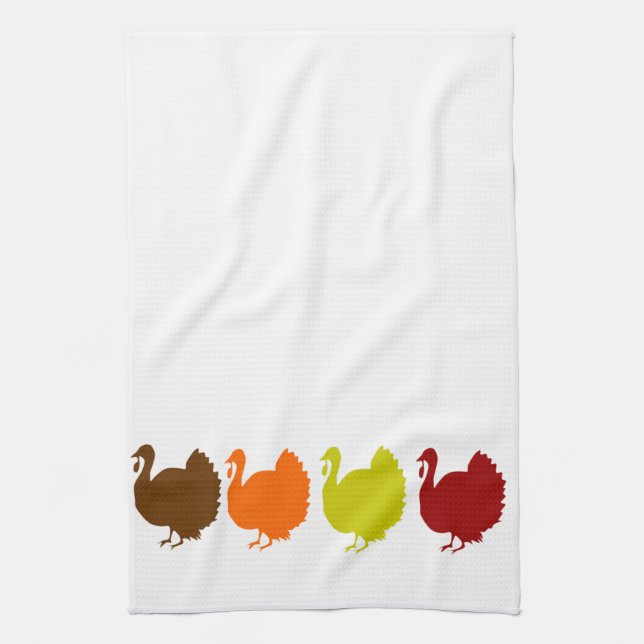 Fall Turkeys Tea Towel (Vertical)