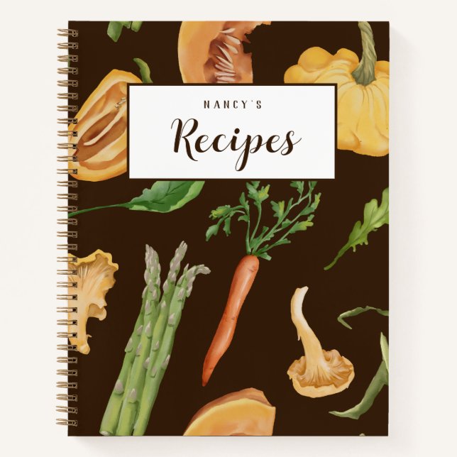 Fall Vegetables Custom Recipe Journal - Brown (Front)