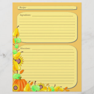 Fall vegetables theme recipe page